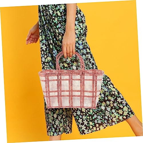VALICLUD Transparent Straw Woven Bag Lightweight Wedding present Handbag for Outdoor Picnics Travel Daily Use4