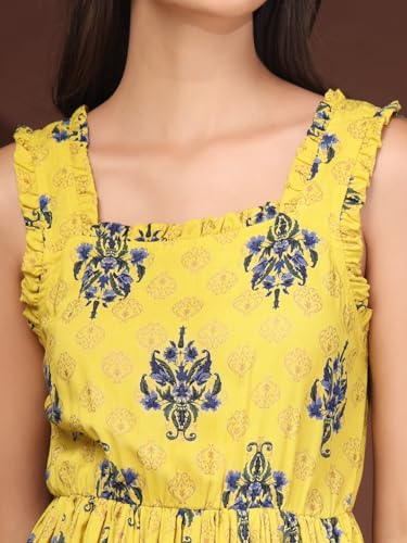 Image of Dress for Women | New Rayon Floral Printed Flared Maxi Dress for Women & Girl's