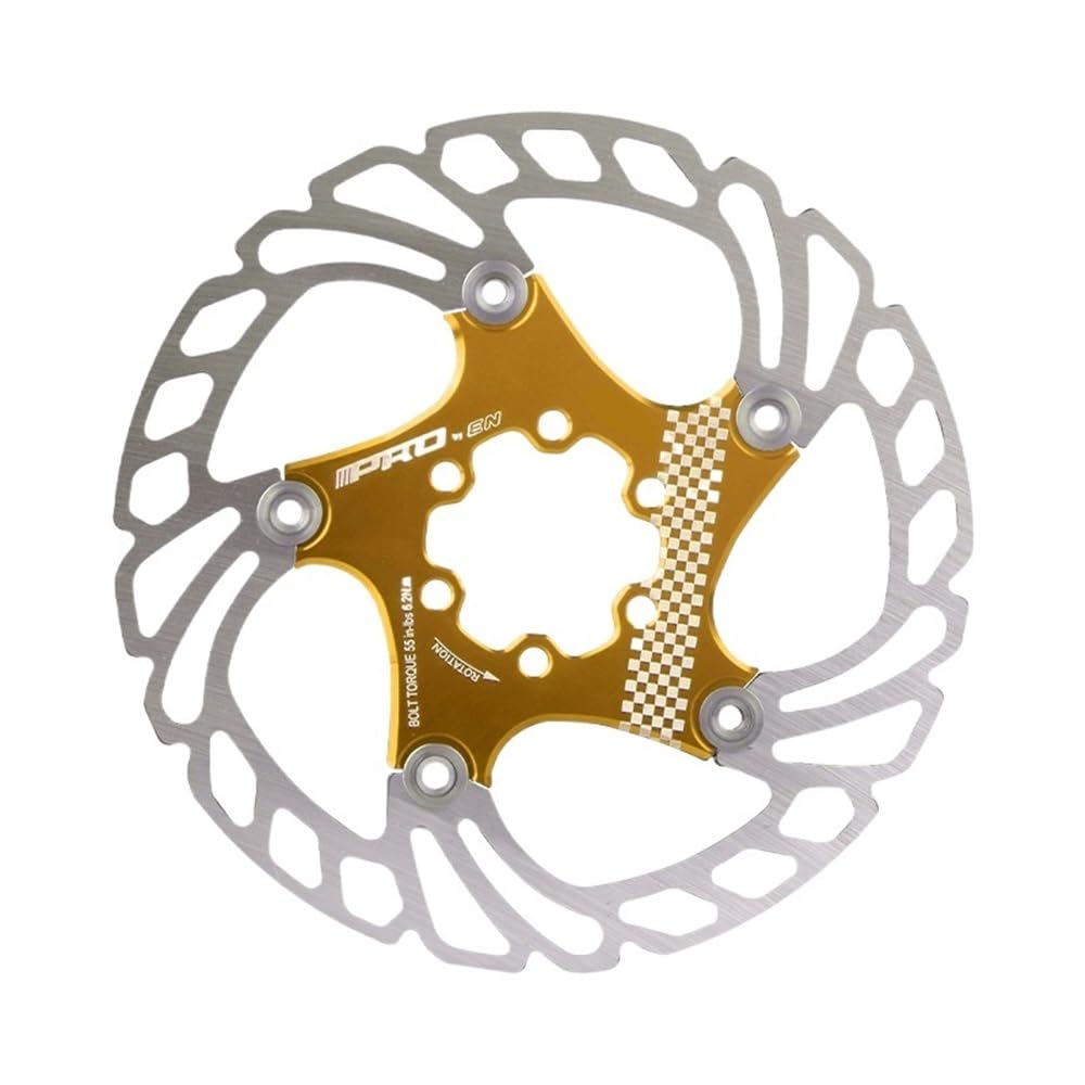 Rotor 203mm/180mm/160mm/140mm 6 Inch Nail Stainless Steel Rotor Disc Brake Suitable For MTB Mountain Road Cruiser Bicycle Parts(Gold 203mm)