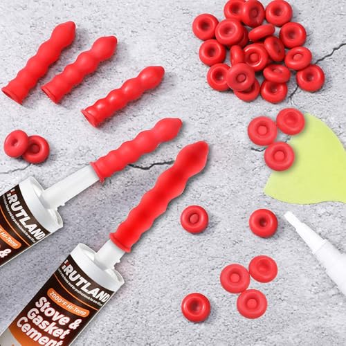 Image of ParkSung Caulk Saver Caps with Storage Box, 50PCS, Red | Latex Sealing Caps for Caulk Tubes, Reusable Cover Sealer, Preserve Open Tubes, Caulking Tips Accessories