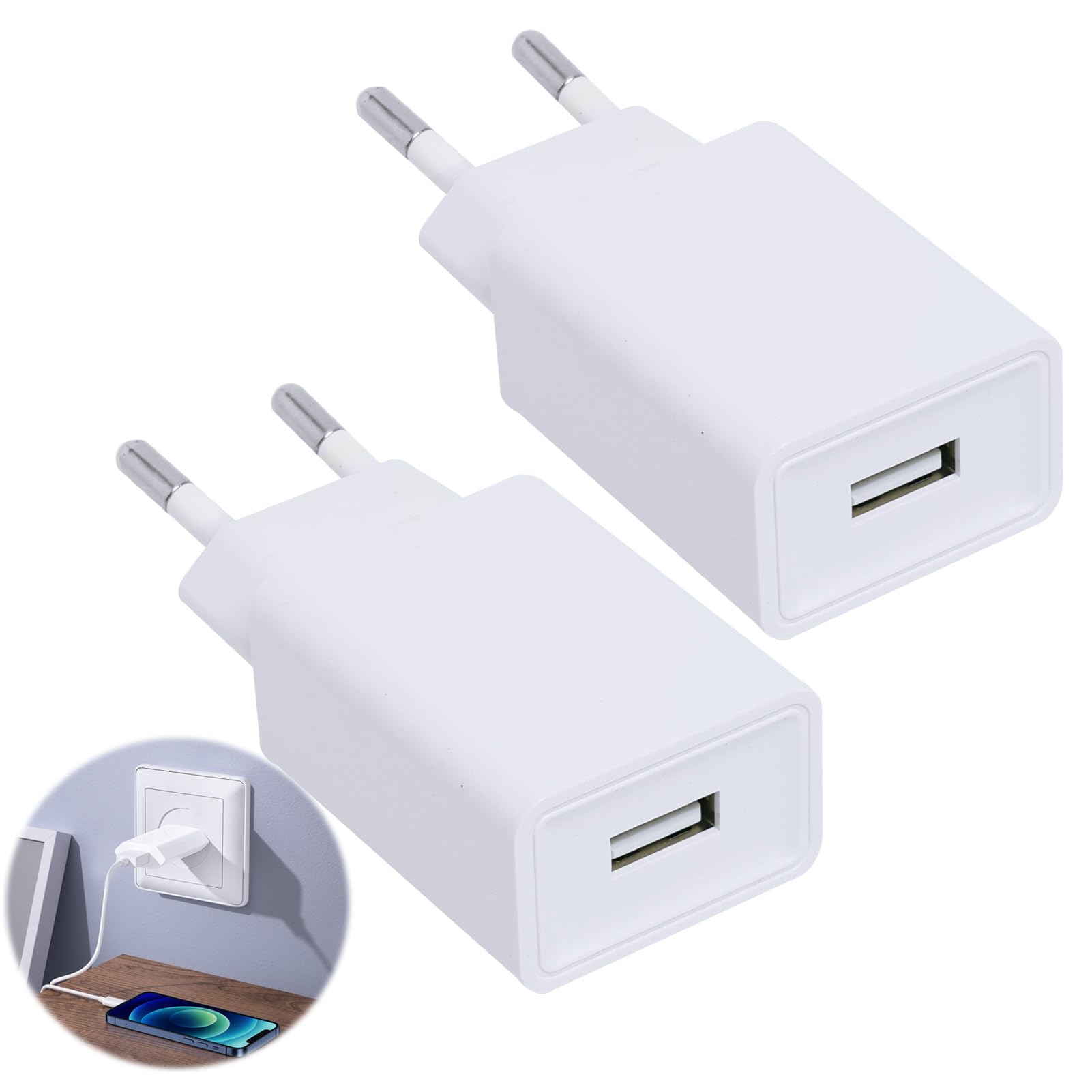 Caricatore USB 5V 2A Caricabatterie A 2 Porte Adattatore Di Alimentazione Per Telefono Cellulare Spina UE Ricarica Da Muro Per Iphone 11 12 13 Pro Max Samsung Xiaomi - Foto 3
