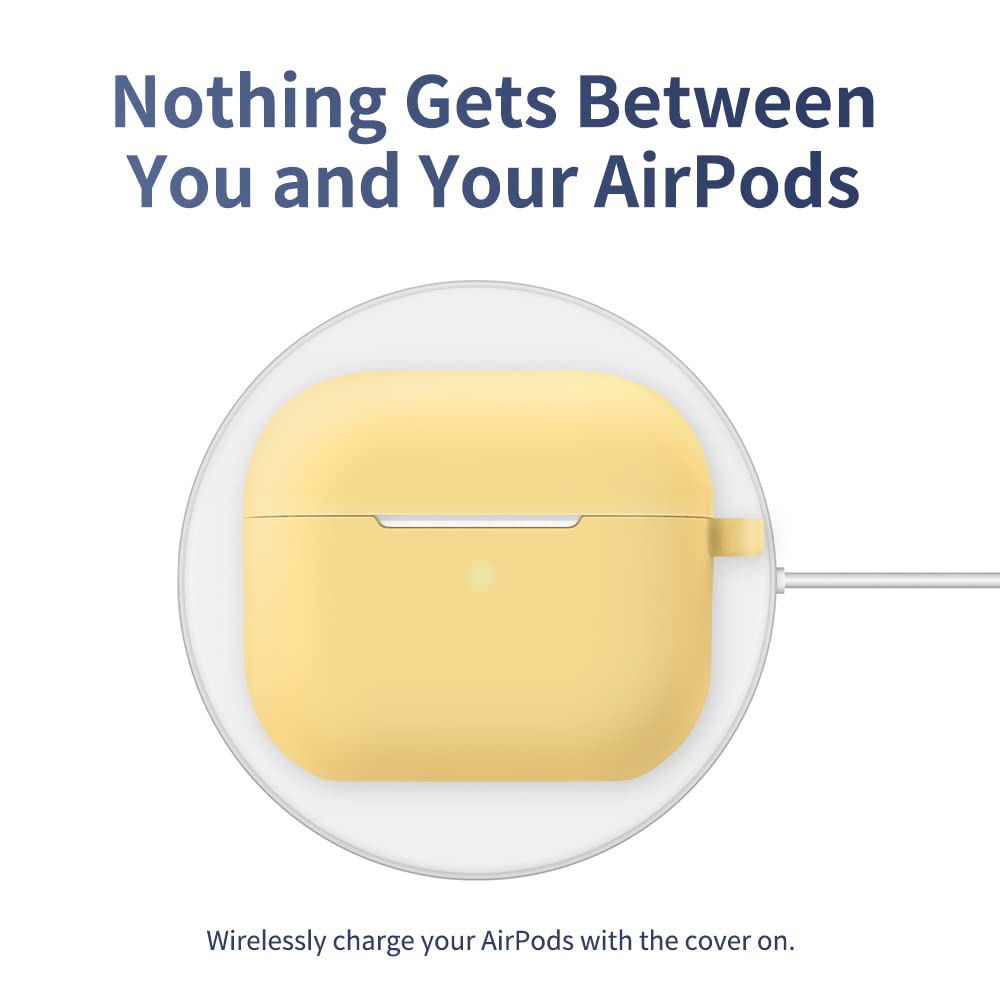 [3 in 1] Silicone Case Compatible with AirPods 3 + Anti-Lost Carabiner + Dust Guard Metal Film, Protective Cover with Keychain — view 5