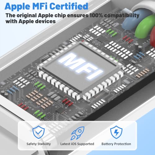 Image of USB C to Lightning Cable 2Pack 6FT+10FT,[Apple MFi Certified] Nylon Braided iPhone Fast Charging Cable, Power Delivery Charging Cord for iPhone 14 13 12 11 Pro Max /XS /Max /XR /8 /7,Pad Air /Pro,Black