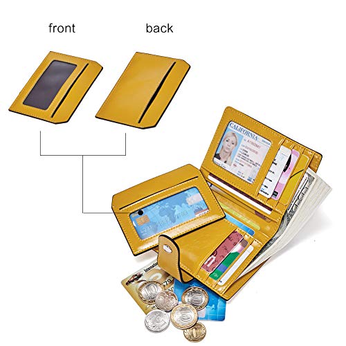 BOSTANTEN Women Leather Wallet RFID Blocking Small Bifold Zipper Pocket Wallet Card Case Purse with ID Window2