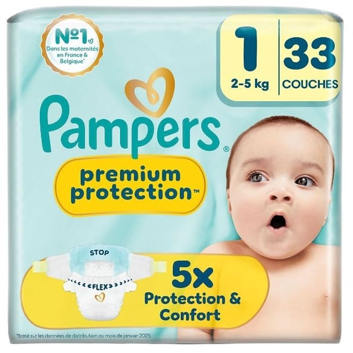 PAMPERS Premium Protection Couches taille 1 (2-5 kg) 33 couches