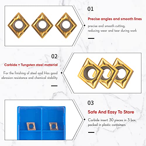 14 Pieces Lathe Boring Bar Set 4 Pieces 95 Degree S07K/ S08K/ S10K/ S12M-Sclcr06 Lathe Boring Internal Turning Bar Holder With 10 Pieces Ccmt0602 Carbide Inserts And 4 Pieces Wrench #TOP2