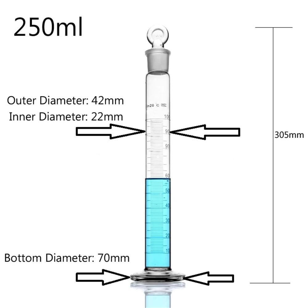 Set da 5 cilindri graduati in vetro di precisione con tappo, attrezzatura da laboratorio for cilindri graduati Attrezzature da laboratorio
