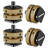 MINIFOCUS 4 Packs Camera Hot Shoe Mount Adapter, Double Nut with 1/4' and 3/8' Aluminum Alloy Tripod Screw Flash Shoe Mount for LED Monitors, Microphone, DSLR Field Monitor