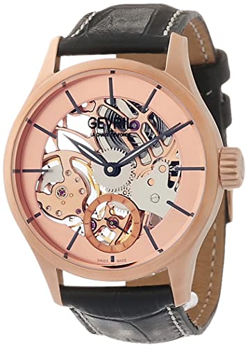 Gevril Men's Stainless Steel Mechanical Hand Wind Watch with Leather Strap, 20 (Model: 46120-L1) Silver