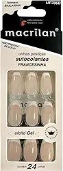 Macrilan Unhas Postiças Formato Bailarina Com Adesivo - Francesinha - Plástico Abs Up706B -