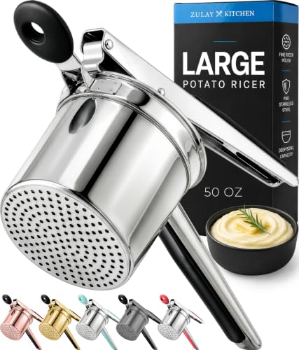 Zulay Kitchen Large 15oz Potato Ricer, Heavy Duty Stainless Steel Potato Masher and Ricer for Mashed Potatoes, Mashed Potato Masher & Potato Press Kitchen Gadget for Perfect Mashed Potatoes - image 1