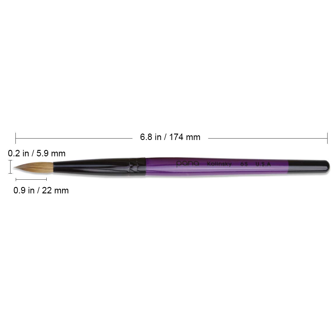 Pana Nail Kolinsky Brush Purple Wood Handle(100% Pure Kolinsky Hair) Size # 6