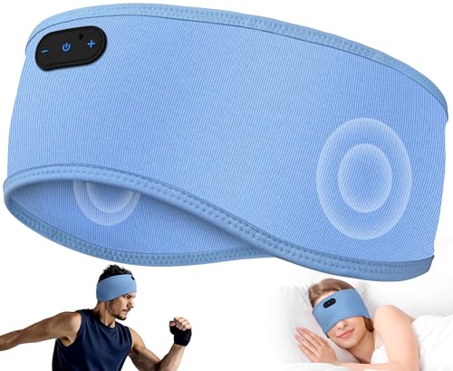 MUSICOZY Sleep Headphones Bamboo Cotton Headband, Wireless Bluetooth 5.4 Headphones for Sleeping Side Sleepers, Sleeping Headband for Men & Women, Ideal Gift for Travel, Workout, Yoga(Sky Blue)