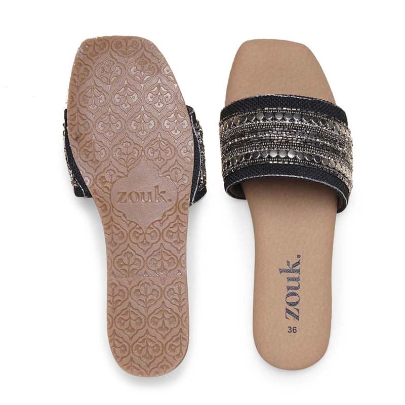 ZOUK Womens Jute Handcrafted Jaipur Bohemian Oxidised Flats Black - 37 (B0BV35MSLX) Amazon Price History, Amazon Price Tracker