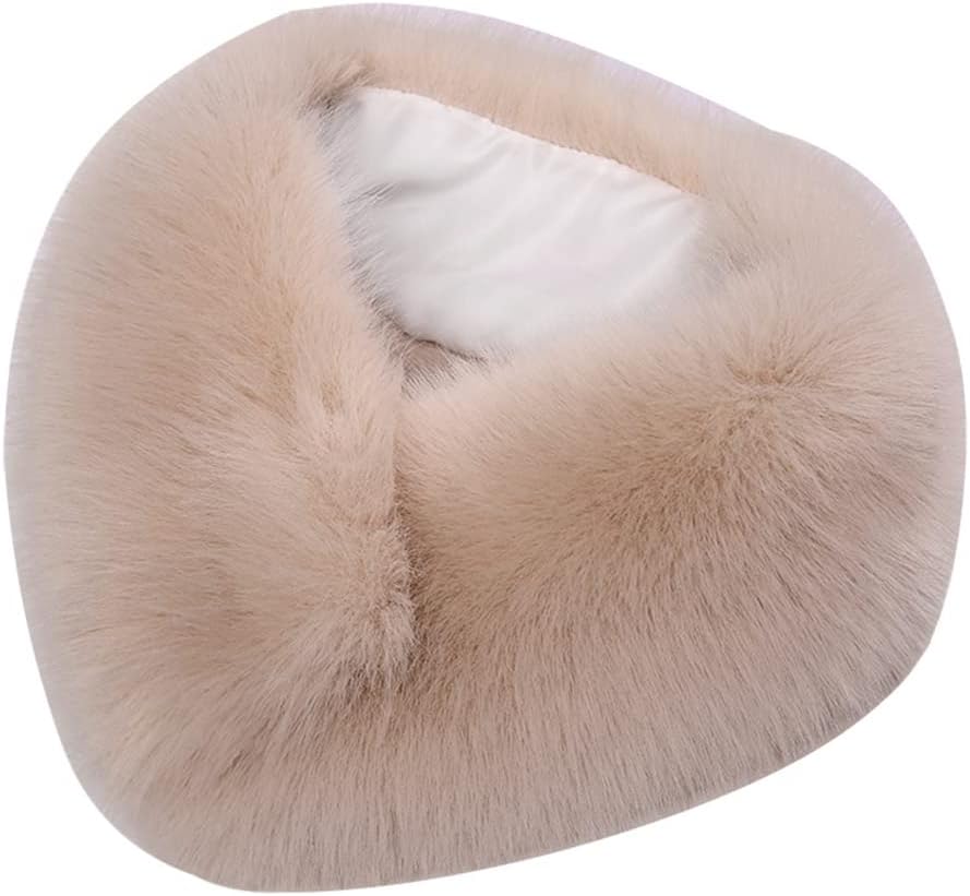 Plush Scarf Warm Faux Fur Scarf Winter Thick Collar for Match Sweater Coat Overcoat Girls for Women Khaki