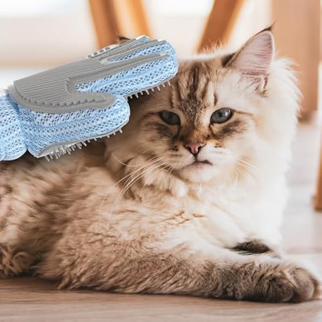 2 in 1 Pet Grooming Glove for Cats & Dogs, Efficient Deshedding Brush Pet Long Short Fur Removal Glove, Gentle Massaging Puppy Kitten Bathing Grooming Brush Tool, Easy Clean Floating Hair Mitt-NhvAewtE