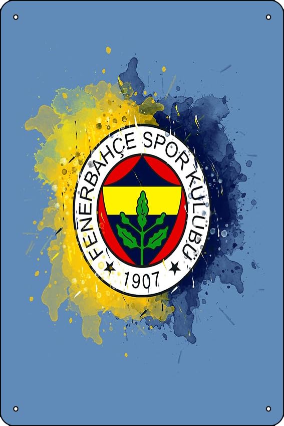 Fenerbahce Istanbul watercolor design Metal Print Metal Tin Sign 12 X 8 Inch Funny Man Cave Home Office Bar Decor