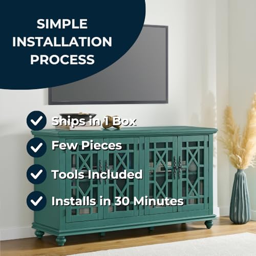 Image of Martin Svensson Home Elegant 63 inch Wood Entertainment Center, Teal-Green
