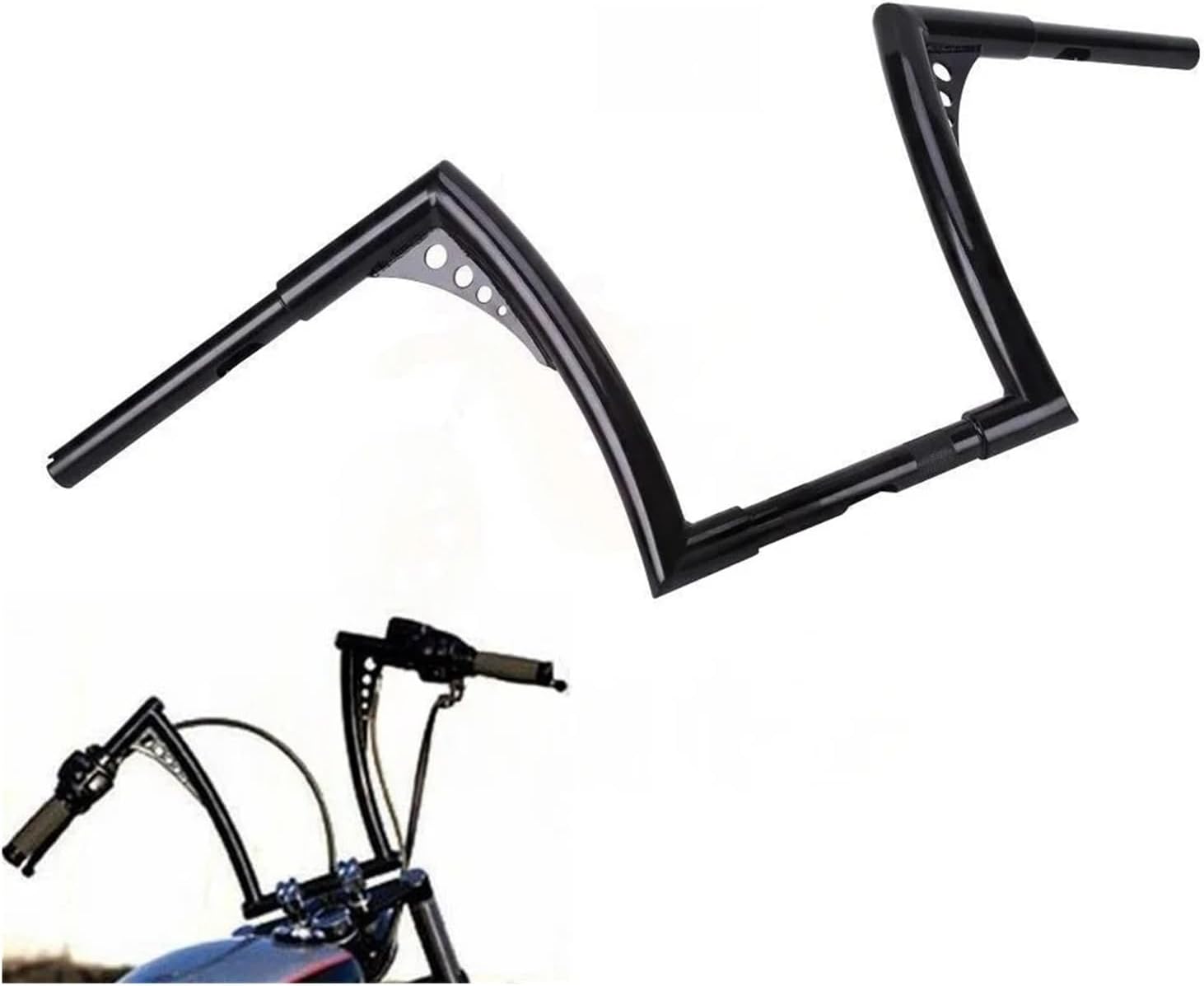 ソフテイル用 ダイナ用 スポーツスター用 12インチ ライズハンガーハンドルバー オートバイハンドル