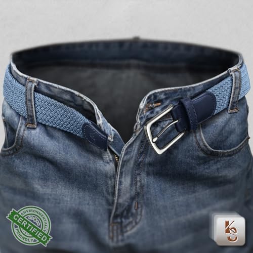 Image of KEMISANT Men Belt-Stretch Woven Braided Belt For Gift Men Golf Casual Jeans Dresses with Nylon Canvas 1 3 /8 inch