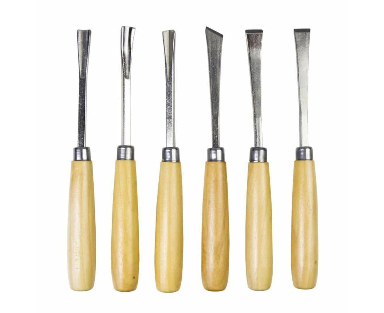 Set de 6 cinceles manuales profesionales para tallado en madera kit herramientas carpintería carpinteros proyectos DIY grabado tornos principiantes y aficionados a la talla astillar desbastar