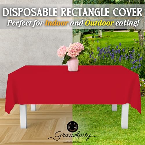 Image of Grandipity 24 Pack Premium Disposable Plastic Tablecloth 54 Inch. x 108 Inch. Decorative Rectangle Table Cover - Red
