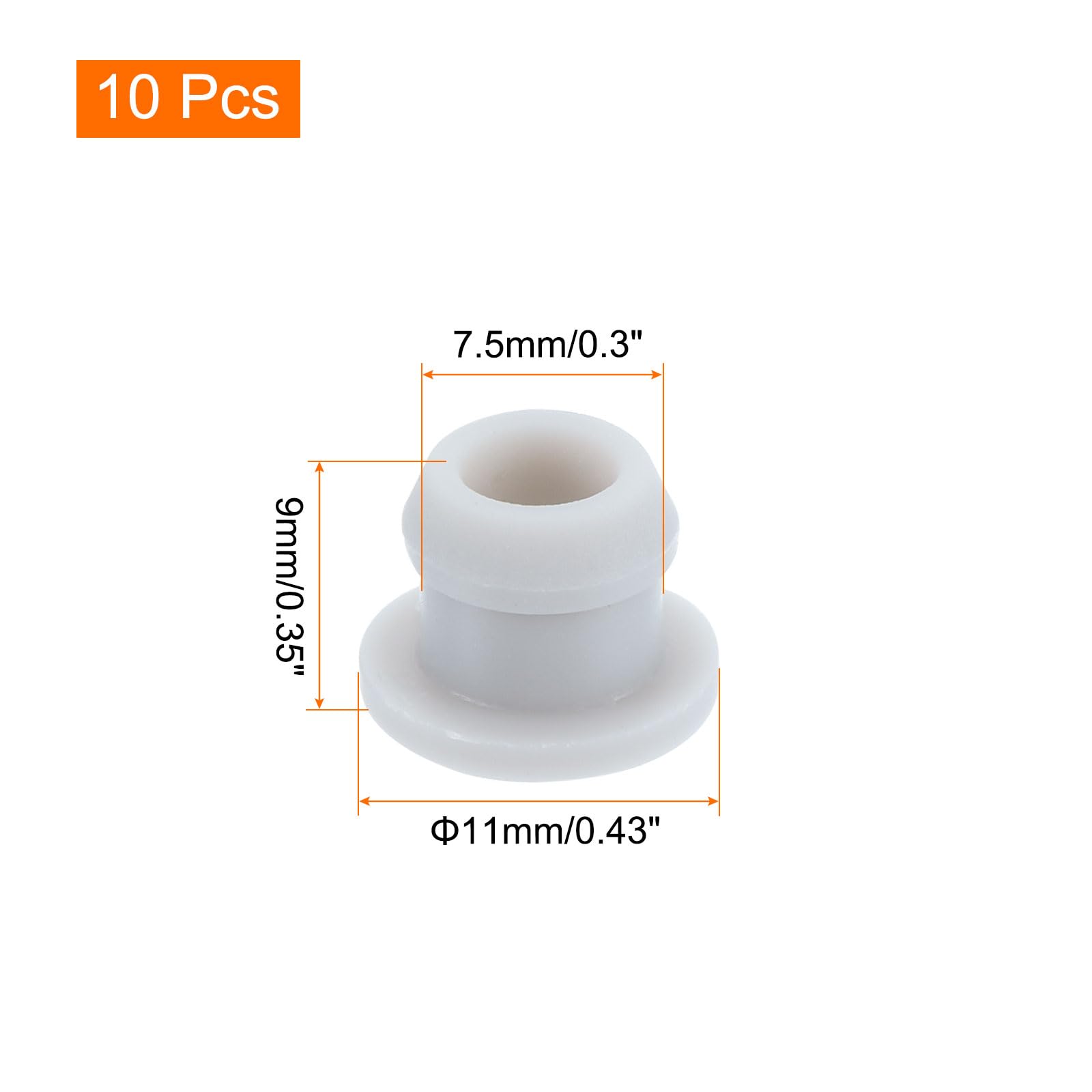sourcing map Silicone Snap in Locking Hole Plugs,Rubber Panel Seal Cover Flush Type Panel Round for Kitchen Rubber Bulkheads Waterproof Sealing Plugs 7.5mm/0.3 Inch Diameter Grey,Pack of 10 - Image 3