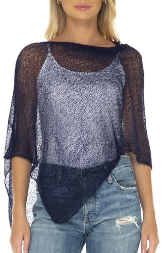 Image of SHU-SHI Womens Sheer Knit Poncho Shrug Lightweight Cover Up One Size Fits Most