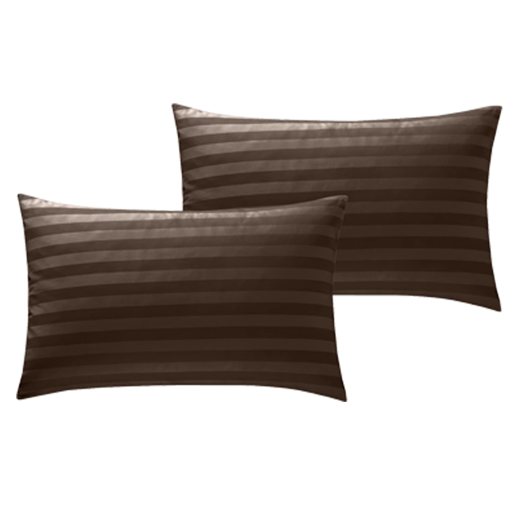 ED Luxury 250 Thread Count 100% Cotton Sateen Stripe Duvet Bed Cover with Housewife Pillowcases | 250 TC Hotel Striped Bedding (Housewife Pillowcase Pair, Brown)