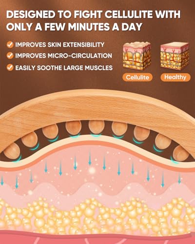 ONUEMP Wooden Cellulite Remover for Legs, Wood Therapy Tools Maderoterapia Kit Colombiana for Lymphatic Drainage, Body Sculpting and Skin Tightening, Fascia Massage Muscle Roller for Thighs & Calves