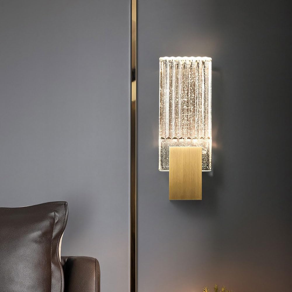 KBUUKYYXouy Wall Lights for Bedroom Wall Sconces Crystal Bathroom Vanity Light Fixture with 3000K Warm White Light Gold Wall Mounted Lamp with Brushed Brass Finish for Mirr,15 * 42cm(15 * 42cm)