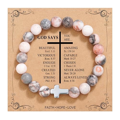 QWNHONEY Christian Gifts for Women Cross Beads Bracelet Catholic Religious Mothers Day Birthday Christmas Gifts for Women Mother Daughter Sister Girlfriend Grandma Wife