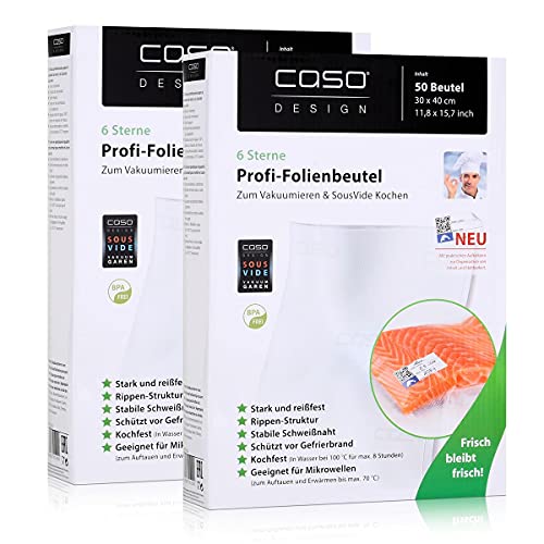 Caso Profi- Folienbeutel 30x40cm / 50 Beutel für Vakuumierer Caso (2er Pack)