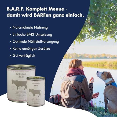 DR.CLAUDER'S - B.A.R.F. Komplett Menue Rinderteller | Fleischeintopf mit 100% Muskelfleisch, Innereien und Gemüse für ausgewachsene Hunde. Alleinfutter in der Dose | 800g Rind