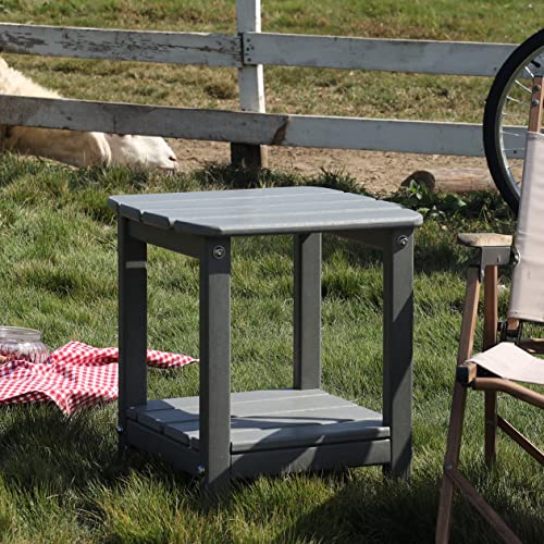 Lovoin Adirondack Table Square Outdoor Side Table, Poly Lumber End Tables For Patio, Backyard, Pool, Indoor Outdoor Companion, Easy Maintenance & Weather Resistant (Grey) #TOP1