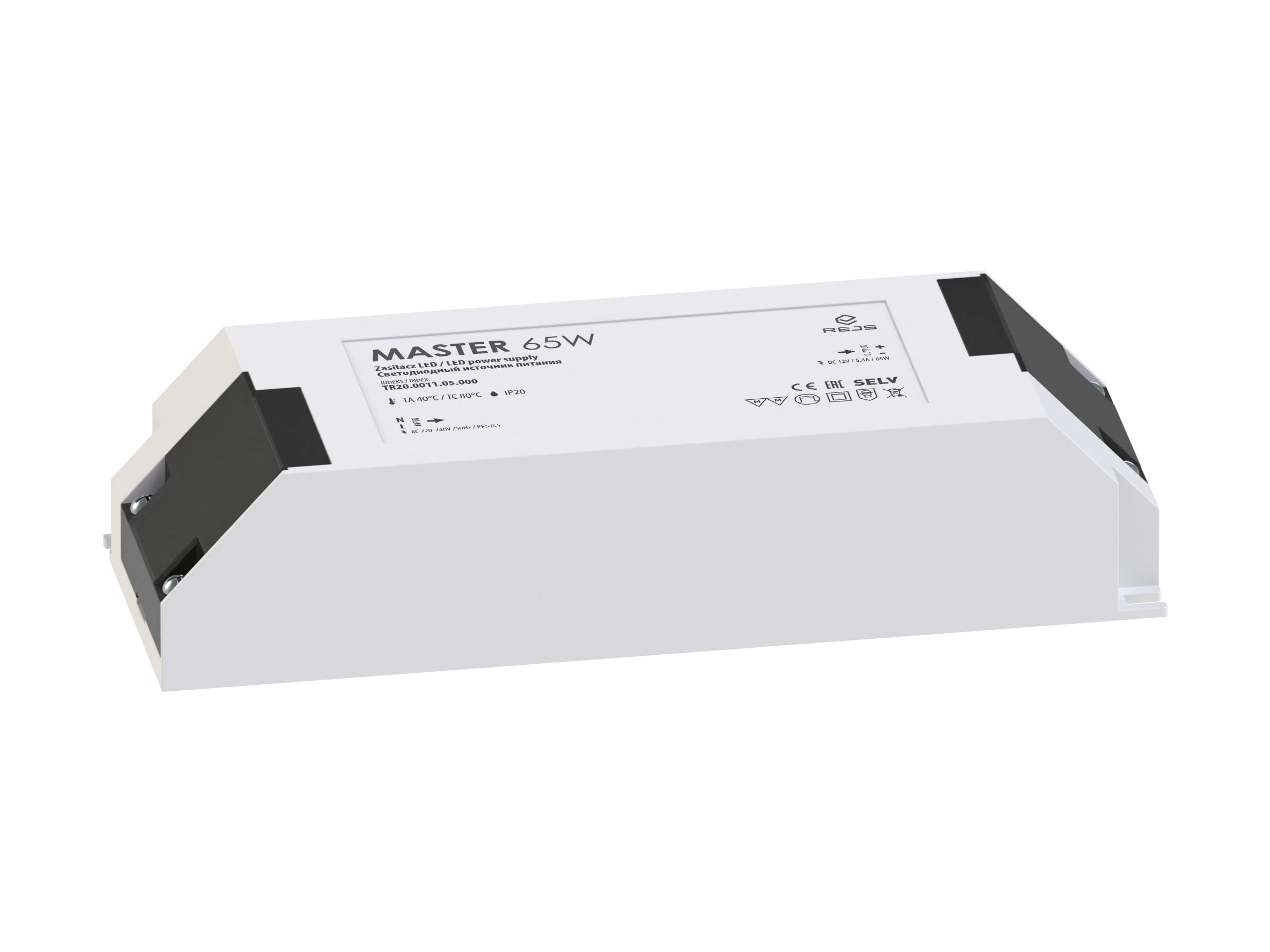 REJS Master LED Power Supply 12V, Input 220-240VAC, IP20, 16W, 33W, 54W or 65W (65)