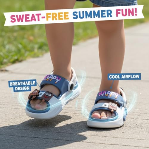 Image of GLJ Kids Comfort Clogs Sandals for Boy and Girl, 1 to 14 Years, Two-Strap Design, Easy to Wear Slip On, Dust and Waterproof, 1100
