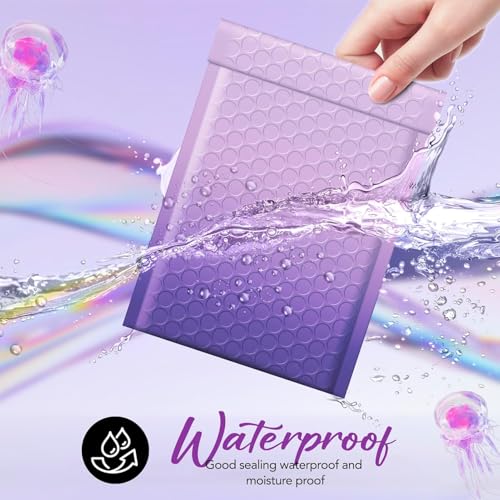Image of Fuxury 4x8 Bubble Mailer 800 Pack Gradient Purple Cute Bubble Envelopes