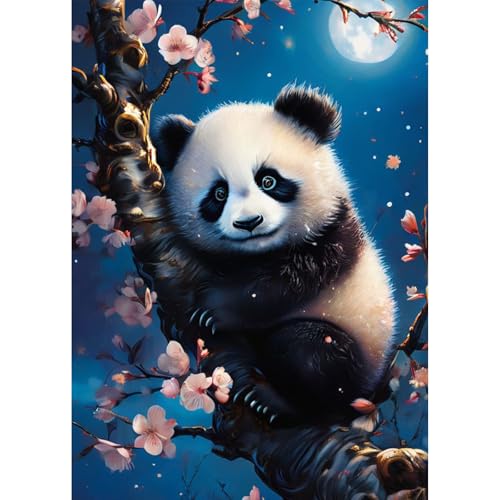 Jawecci Diamond Painting Panda Kit, 5D Animales Diamond Pintura Cuadros Brillantes DIY para Adultos y Niños, Completo Diamante Painting Decoración Hogar 30x40cm