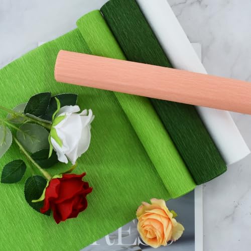 Image of BEISHIDA Green Champagne White Crepe Paper Roll, 4 Rolls Crepe Paper Sheet