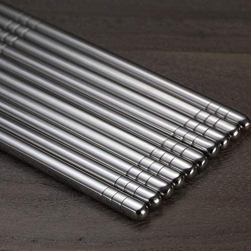 Baguettes, Baguettes Chinoises Chopsticks Reusable 1 Pair of Chopsticks Sushi Food Sticks Non-Slip Stainless Steel Chopsticks Set Reusable Chopsticks Set French Bread,