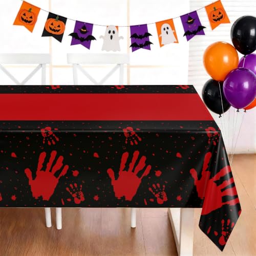 Image of Childom 3 Pack Halloween Tablecloth Rectangle Table,Halloween Decorations | 54 inch x 108 inch Disposable Plastic Tablecloths,Plastic Table Cover for Halloween Party Decorations,Halloween Party Supplies Favors