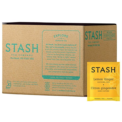 Image of Stash Tea Lemon Ginger Herbal Tea, 100 Count Teabags in Foil (packaging may vary)