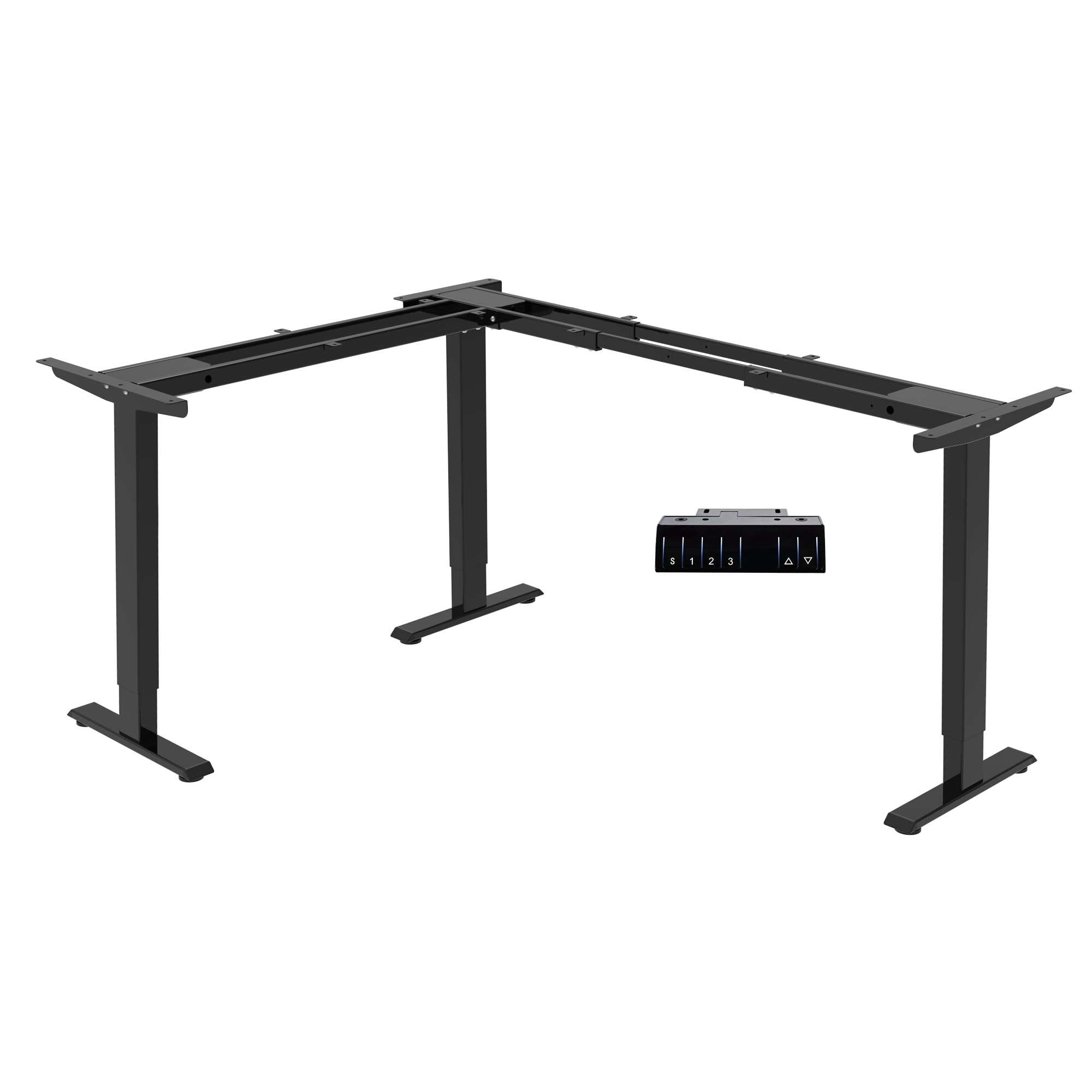FromannAdjustable 3 Legs Standing Desk Frame Base Electric Corner Sit-Stand Desk for Home and Office (Black)