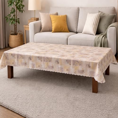 Image of Dakshya Industirs PVC Waterproof Table Cover 36x54 Inch Floral Printed Center Table Cover Washable Plastic Table Sheet Oilproof Dining Table Cover for Coffee Table Living Room Home (Printed Bloom)