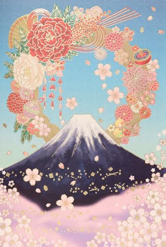 クリスマスカード 和風 「晴天に富士山とお正月飾り」C07-0038 (5枚セット) 和風クリスマスカード 封筒付き 年賀状 お正月 日本 海外向け グリーティングカード 和柄 おしゃれ 可愛い