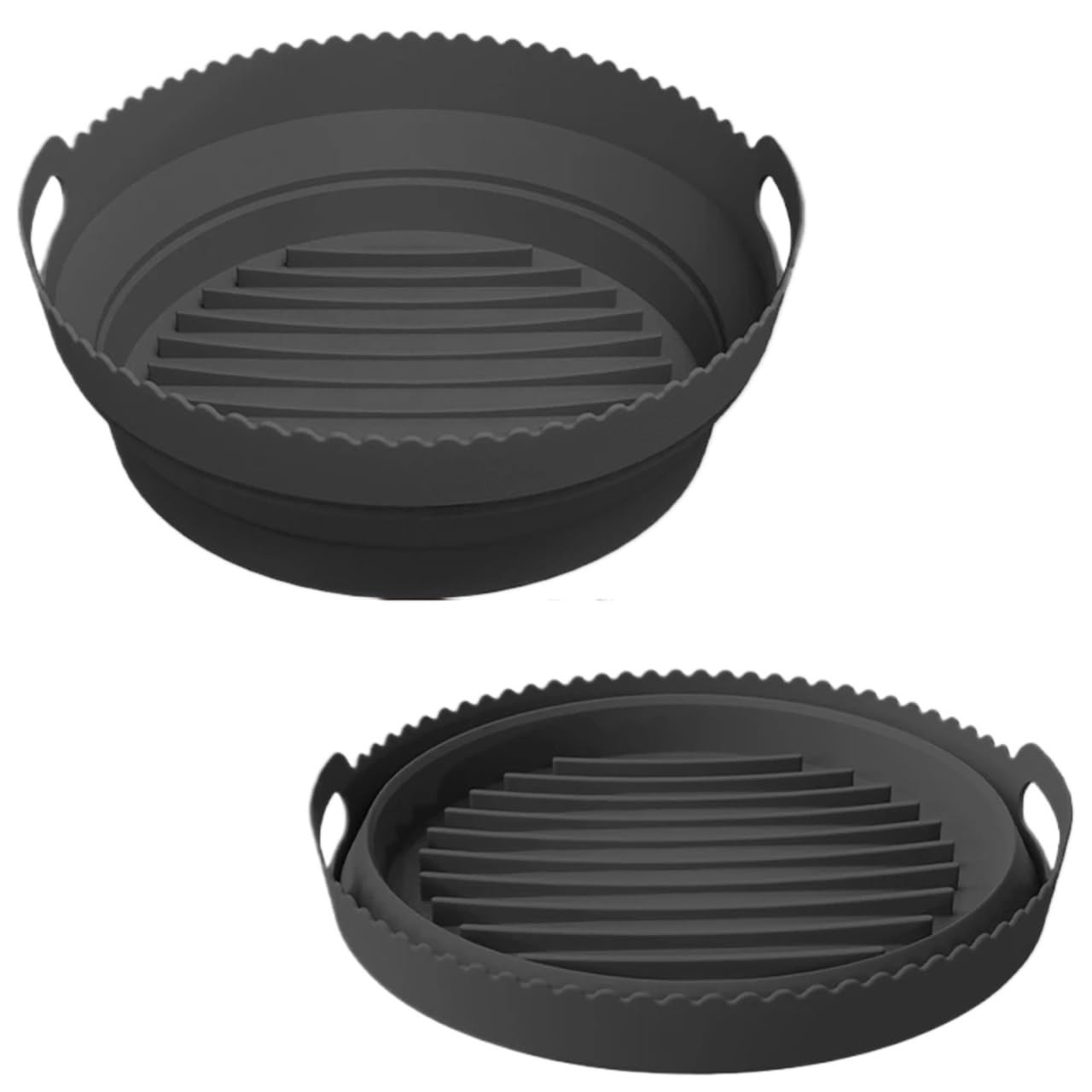 Silicone Air Fryer Pot Basket Plate Chicken Accessories Round Reusable Foldable Bpa Free Airfryer Baking Molds Foldable Round