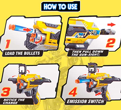 Image of zest 4 toyz Soft Bullet Blaster Gun Toy with Mask & 12 Soft Foam Darts Bullets for Kids Boys (Yellow)