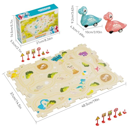 Circuito de carreras Puzzle Racer para niños: juego educativo preescolar con dinosaurio coche 5