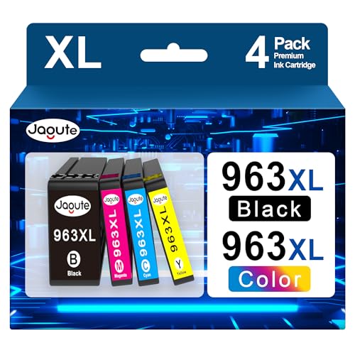 Jagute Cartuchos 963XL 963 XL Compatible para HP 963XL Pack Compatible con HP Officejet Pro 9010 9012 9013 9014 9015 9016 9019 9020 9022 9025 (4-Pack, Negro Cian Magenta Amarillo)